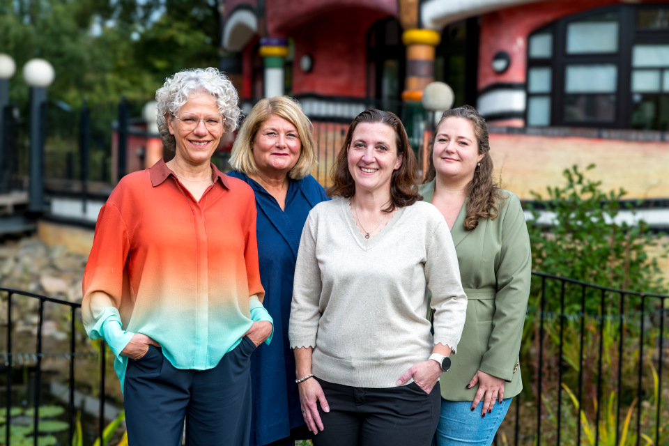 Team in het vakantiehuis